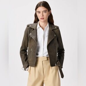 Quince 100% Leather Motorcycle Jacket in distressed brown S